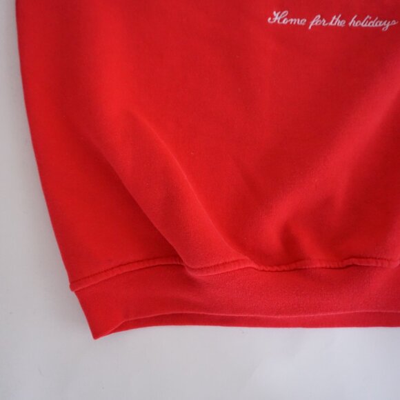 VTG Joyeuses Fêtes Red Ugly Christmas Sweatshirt Trees Cabin Holiday M - Picture 6 of 10